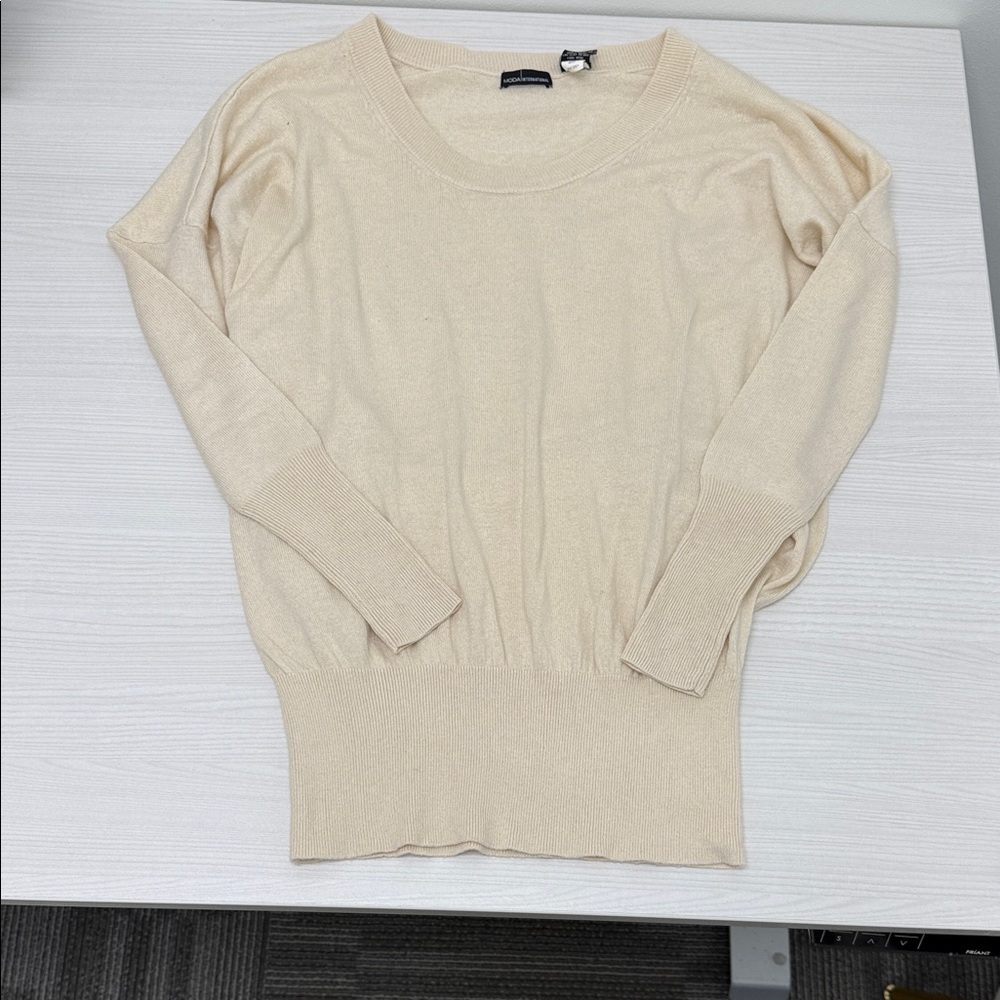 Moda International Cream Scoop Neck Sweater